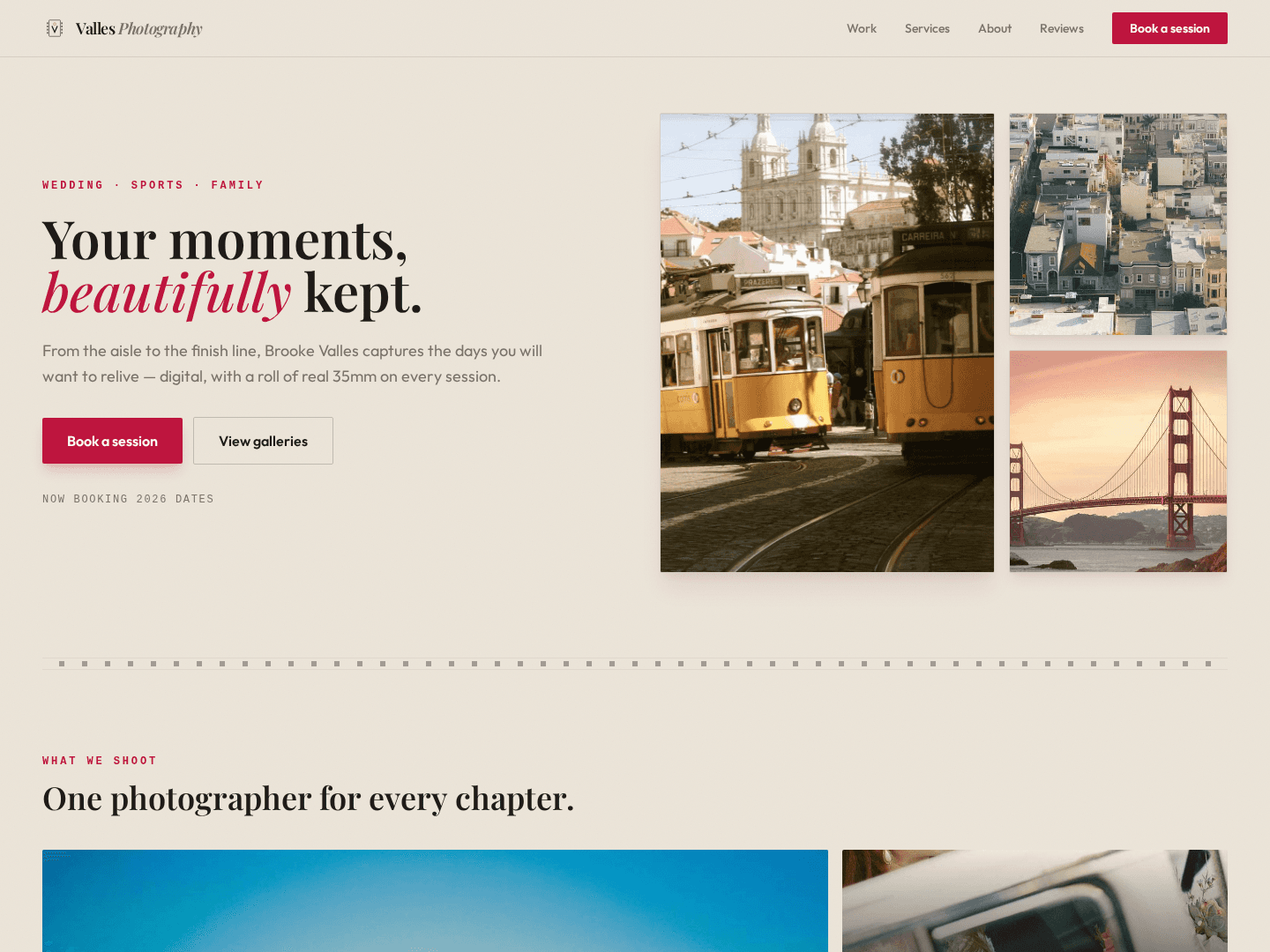 Valles Photography, Custom Website
